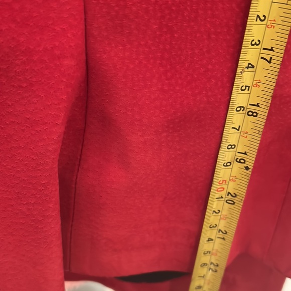 RED SUEDE JEWELED JACKET. Swarovski crystals & Nail heads cascade front & collar - Picture 6 of 8